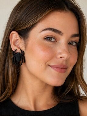 2/$30 Black Fluffy Spider Earrings